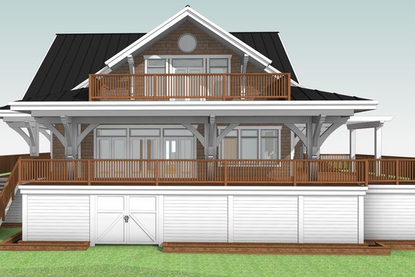 Sunshine-Coast-Cottage-British-Columbia-Canadian-Timberframes-Design-Rear-Elevation